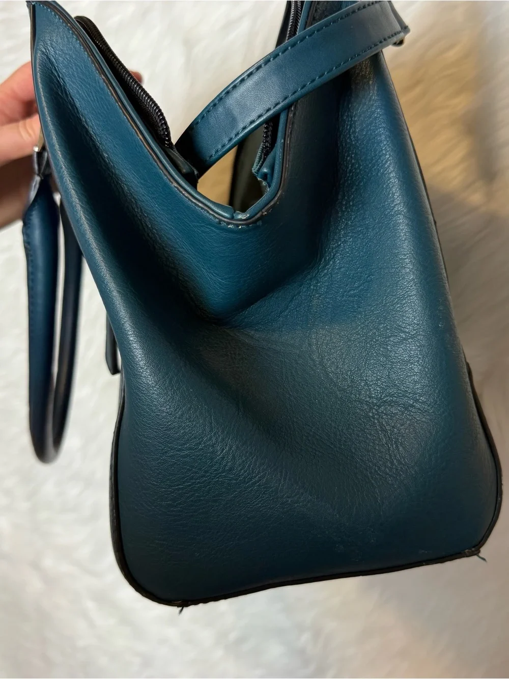 Mossimo Target Teal Vegan Leather Structured Bag Crossbody Purse Work Bag